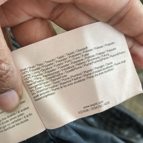 Vintage Black green Checkered Puffer down and feather Jacket sz 10 - Picture 8 of 12